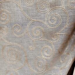 Geneva, By Softline, Chain Stitch Embroidered Linen Look, Chocolate Color - thumbnail 1