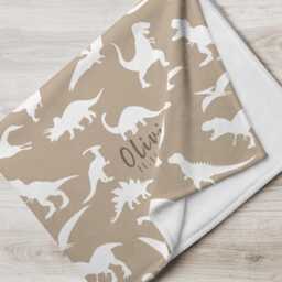 Personalized Dinosaur Baby Blanket Latte Soft Nursery Throw Custom Name Newborn Gift Shower Keepsake - thumbnail 3