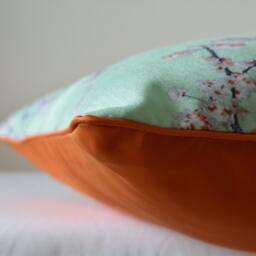 Beautiful Mint Floral Print Pillow Cover , Pale Blue Cushion Aqua Decorative Duck Egg Spring - thumbnail 4
