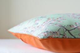 Beautiful Mint Floral Print Pillow Cover , Pale Blue Cushion Aqua Decorative Duck Egg Spring - thumbnail 1