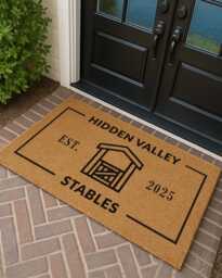 Personalized Stable Name Doormat - Horse Lovers Welcome Mat Custom Equestrian Barn Entry Decor Home Gift For Your Stables