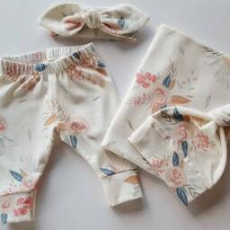 Swaddle Blanket & Newborn Hat Or Headband Set. Leggings. Take Home Baby Girl Clothes. Shower Gift. Photo Prop - thumbnail 3