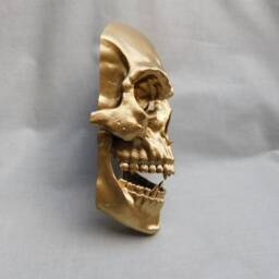 Vampire Skull Gold Wall Art - Full-Size 3D Printed Dracula Replica With Fangs - thumbnail 4
