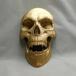 Vampire Skull Gold Wall Art - Full-Size 3D Printed Dracula Replica With Fangs - thumbnail 1