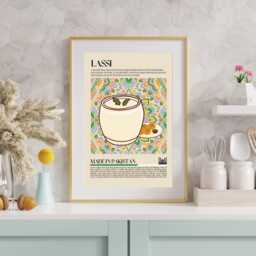 Lassi Pakistani Dessert Drink, Pakistan, Asian Food, Kitchen Print, Retro Poster, Wall Art, Restaurant South Asia, Cafe Decor - thumbnail 2