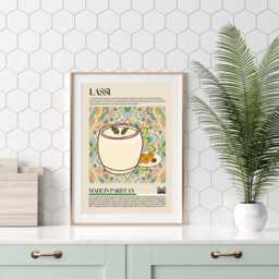 Lassi Pakistani Dessert Drink, Pakistan, Asian Food, Kitchen Print, Retro Poster, Wall Art, Restaurant South Asia, Cafe Decor - thumbnail 3