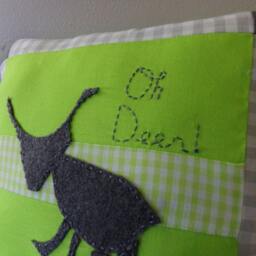 Felt Applique Woodland Animal Pillow Embroidered Deer Nursery Decor - thumbnail 3