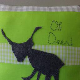 Felt Applique Woodland Animal Pillow Embroidered Deer Nursery Decor - thumbnail 2
