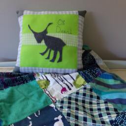 Felt Applique Woodland Animal Pillow Embroidered Deer Nursery Decor - thumbnail 1