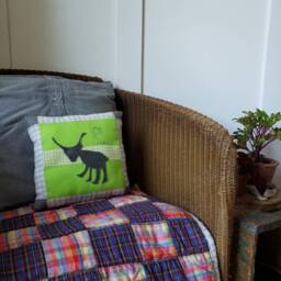 Felt Applique Woodland Animal Pillow Embroidered Deer Nursery Decor - thumbnail 4