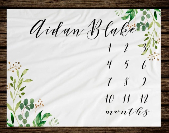 Baby Milestone Blanket Month Watch Me Grow Growth Tracker Fleece Shower Personalize Newborn Gift - image 1