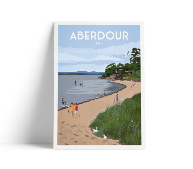 Aberdour Silver Sands Beach Print - Fife Coastal Path Scotland Wall Art Travel Poster