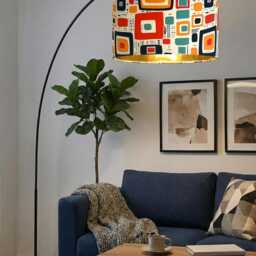 Handmade By Order Luxury Orange Yellow Multicoloured Retro Geometric Pattern Drum Lamp Shade Pendant Light All Shapes & Sizes - thumbnail 2