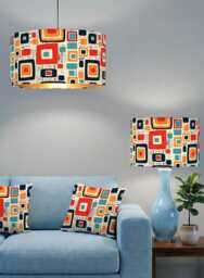 Handmade By Order Luxury Orange Yellow Multicoloured Retro Geometric Pattern Drum Lamp Shade Pendant Light All Shapes & Sizes - thumbnail 1