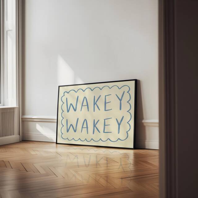 Wakey Unframed Print - Bedroom Prints Art Posters Nursery Bold Horizontal Wall Quirky Decor House - image 1