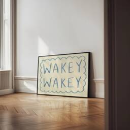 Wakey Unframed Print - Bedroom Prints Art Posters Nursery Bold Horizontal Wall Quirky Decor House - thumbnail 1