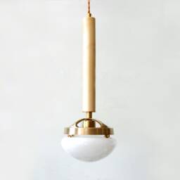 Modern Maple Wood Ceiling Fixture Light Pendant With Opal Glass Shade Kitchen Island Lighting Mudroom - thumbnail 4