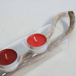 Tealight Tube Glass ~ 4-Flame With Driftwood - thumbnail 4