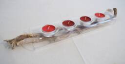 Tealight Tube Glass ~ 4-Flame With Driftwood - thumbnail 1