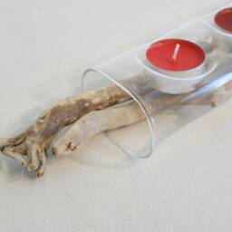 Tealight Tube Glass ~ 4-Flame With Driftwood - thumbnail 2