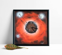 Giraffe Illustration Wall Clock Sunset Colors, Wooden Frame, Kids Room Decor Clock With Numbers - thumbnail 1
