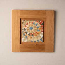 Desert Sun Ceramic Wall Art in White Oak Frame - Made To Order Original