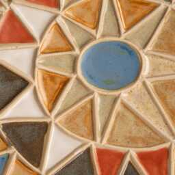 Desert Sun Ceramic Wall Art in White Oak Frame - Made To Order Original - thumbnail 3
