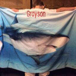 xl Shark Personalized Beach Towel Decor Bathroom Birthday Boy Gift Pool Party - thumbnail 3