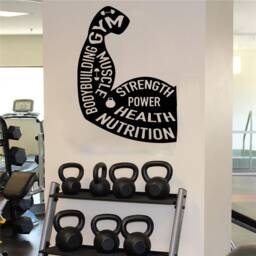 Gym Wall Decal Bodybuilding Arm, Motivational Fitness Decor T739 - thumbnail 1