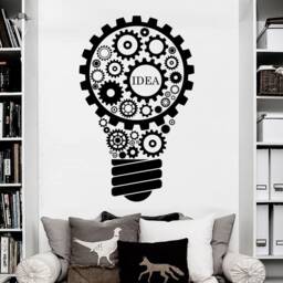 Light Bulb Wall Decals Nursery Decor Gears Wheel Vinyl Sticker Boys Bedroom Murals Home Art Idea Living Room Design J144 - thumbnail 1