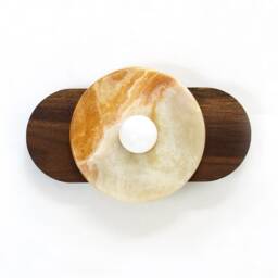 Onyx Stone & Walnut Oval Fixture Light Vanity Sconce Kitchen Bathroom Lighting Foyer - thumbnail 2