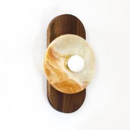 Onyx Stone & Walnut Oval Fixture Light Vanity Sconce Kitchen Bathroom Lighting Foyer - thumbnail 4