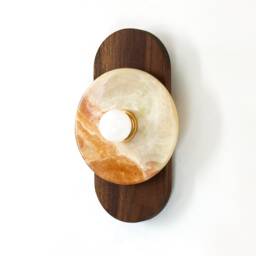 Onyx Stone & Walnut Oval Fixture Light Vanity Sconce Kitchen Bathroom Lighting Foyer - thumbnail 3