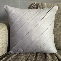 Light Gray Faux Suede Striped Pintuck, Modern Throw Pillow Cover - Contemporary - thumbnail 3