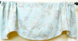 Trend Spa Window Valance-Beige Gold Embroidered Lined & Corded Rod Pocket Scalloped Valance Made To Order - thumbnail 1