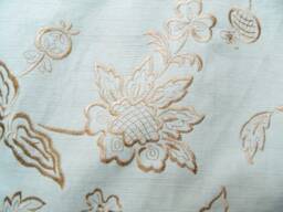 Trend Spa Window Valance-Beige Gold Embroidered Lined & Corded Rod Pocket Scalloped Valance Made To Order - thumbnail 2