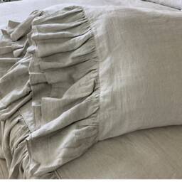 A Pair Of Dark Linen Pillow Covers Feature Mermaid Long Ruffles, Inspired By French Country Style, Shabby Chic Cases - thumbnail 3