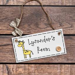 Handmade Giraffe Nursery Door Sign Personalized Baby Room Decor - thumbnail 1