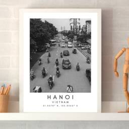 Hanoi Vietnam Print Black & White Cityscape Poster - thumbnail 3