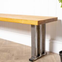 Reclaimed Timber Bench With Steel Pantheon Legs - Industrial Style - thumbnail 3
