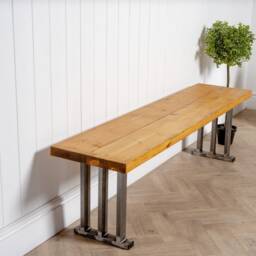 Reclaimed Timber Bench With Steel Pantheon Legs - Industrial Style - thumbnail 2