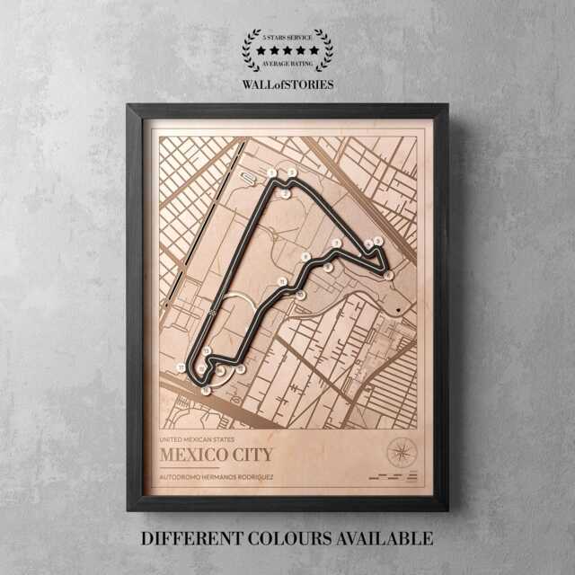 Mexico City Circuit Wooden Track Map - Custom Racing Wall Art Motorsport Fan Gift Collectible Wall Art - image 1