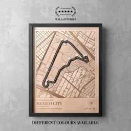 Mexico City Circuit Wooden Track Map - Custom Racing Wall Art Motorsport Fan Gift Collectible Wall Art - thumbnail 1