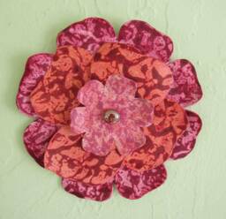 Handmade Metal Hibiscus Wall Art Pink Burgundy Flower Sculpture - 8x8 - thumbnail 1