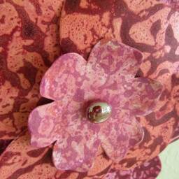 Handmade Metal Hibiscus Wall Art Pink Burgundy Flower Sculpture - 8x8 - thumbnail 2