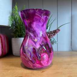 Hand Decorated 18cm Tall Glass Vase Pink, Purple, Gold Copper Or Silver Finish - thumbnail 2