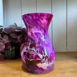 Hand Decorated 18cm Tall Glass Vase Pink, Purple, Gold Copper Or Silver Finish - thumbnail 3