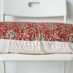 Floral Lumbar Pillow Cover Indian Block Print, Boho Farmhouse Decor - thumbnail 3