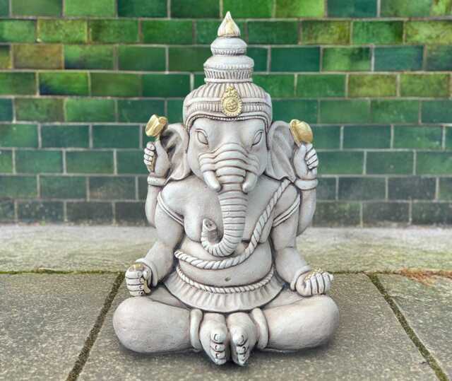 Concrete Ganesha Statue Hindu Elephant God Figurine Stone Idol Sculpture Outdoor Spiritual Decoration Handmade Cement Gift - image 1