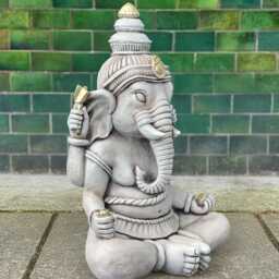 Concrete Ganesha Statue Hindu Elephant God Figurine Stone Idol Sculpture Outdoor Spiritual Decoration Handmade Cement Gift - thumbnail 2